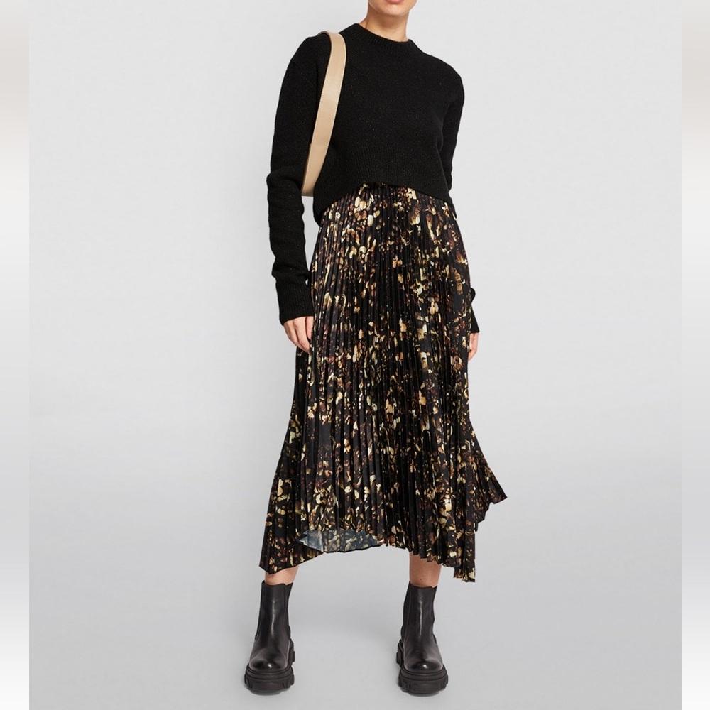 ALLSAINTS Leia Kettu 2-in-1 Midi Dress and black sweater